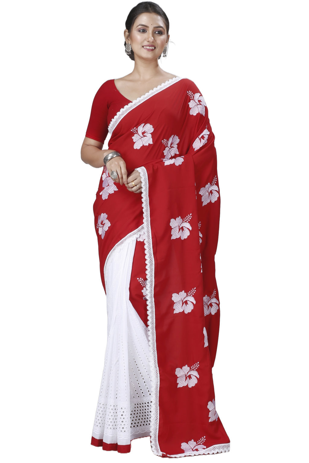 Red White Pure Cotton Teru Hand Loom Saree (1259)